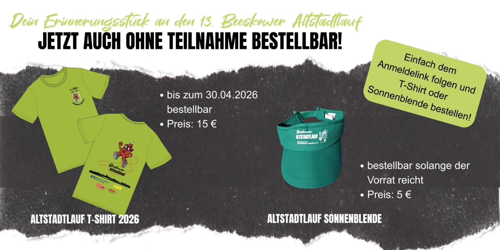 Jetzt Merchandise-Artikel für den 13. Beeskower Altstadtlauf sichern!